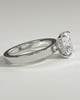 Kai - Elongated Cushion 4 Claw Solitaire with Flat Cigar Band and Hidden Halo Engagement Ring - 18k White Gold High Setting