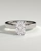 Kai - Elongated Cushion 4 Claw Solitaire with Flat Cigar Band and Hidden Halo Engagement Ring - 18k White Gold High Setting