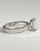 Kai - Elongated Cushion 4 Claw Solitaire with Flat Cigar Band and Hidden Halo Engagement Ring - 18k White Gold High Setting