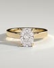 Kai - Elongated Cushion 4 Claw Solitaire with Flat Cigar Band and Hidden Halo Engagement Ring - 18k Yellow Gold High Setting