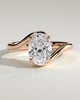 Oval 4 Claw Solitaire with Bypass Band Engagement Ring - 18k Rose Gold
