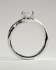 Oval 4 Claw Solitaire with Bypass Band Engagement Ring - 18k White Gold