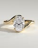 Oval 4 Claw Solitaire with Bypass Band Engagement Ring - 18k Yellow Gold