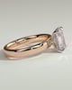 Kate - Emerald Solitaire with Cigar Band - 18k Rose Gold / 18k White Gold High Setting