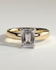 Kate - Emerald Solitaire with Cigar Band - 18k Yellow Gold / 18k White Gold High Setting