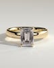 Kate - Emerald Solitaire with Cigar Band - 18k Yellow Gold High Setting