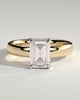 Kate - Emerald Solitaire with Cigar Band - 18k Yellow Gold / 18k White Gold Low Setting