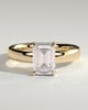 Kate - Emerald Solitaire with Cigar Band - 18k Yellow Gold Low Setting