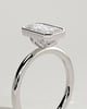 Katya - Radiant Bezel Solitaire with Petal Gallery Engagement Ring - 18k White Gold
