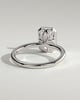 Katya - Radiant Bezel Solitaire with Petal Gallery Engagement Ring - 18k White Gold