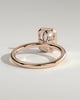 Kezia - Emerald Bezel Solitaire with Petal Gallery Engagement Ring - 18k Rose Gold