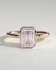 Kezia - Emerald Bezel Solitaire with Petal Gallery Engagement Ring - 18k Rose Gold