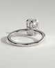 Kezia - Emerald Bezel Solitaire with Petal Gallery Engagement Ring - 18k White Gold