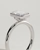 Kezia - Emerald Bezel Solitaire with Petal Gallery Engagement Ring - 18k White Gold