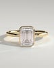 Kezia - Emerald Bezel Solitaire with Petal Gallery Engagement Ring - 18k Yellow Gold