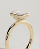 Kezia - Emerald Bezel Solitaire with Petal Gallery Engagement Ring - 18k Yellow Gold
