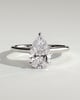 Kimberly - Pear Claw Solitaire with Hidden Halo and Cathedral High Setting Engagement Ring - 18k White Gold