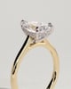 Kimberly - Pear Claw Solitaire with Hidden Halo and Cathedral High Setting Engagement Ring - 18k Yellow Gold / 18k White Gold