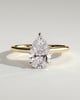 Kimberly - Pear Claw Solitaire with Hidden Halo and Cathedral High Setting Engagement Ring - 18k Yellow Gold / 18k White Gold