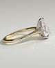 Kimberly - Pear Claw Solitaire with Hidden Halo and Cathedral High Setting Engagement Ring - 18k Yellow Gold / 18k White Gold