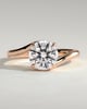 Round 4 Claw Solitaire with Bypass Band Engagement Ring - 18k Rose Gold