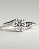 Round 4 Claw Solitaire with Bypass Band Engagement Ring - 18k White Gold
