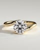 Round 4 Claw Solitaire with Bypass Band Engagement Ring - 18k Yellow Gold