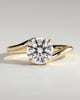 Round 4 Claw Solitaire with Bypass Band Engagement Ring - 18k Yellow Gold