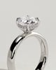 Kylie - Statement Pear Claw Solitaire with Cigar Band and Hidden Halo Engagement Ring - 18k White Gold High Setting