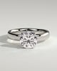 Kylie - Statement Pear Claw Solitaire with Cigar Band and Hidden Halo Engagement Ring - 18k White Gold High Setting