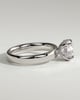 Kylie - Statement Pear Claw Solitaire with Cigar Band and Hidden Halo Engagement Ring - 18k White Gold High Setting
