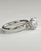 Kylie - Statement Pear Claw Solitaire with Cigar Band and Hidden Halo Engagement Ring - 18k White Gold High Setting