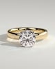 Kylie - Statement Pear Claw Solitaire with Cigar Band and Hidden Halo Engagement Ring - 18k Yellow Gold / 18k White Gold High Setting