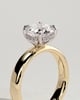 Kylie - Statement Pear Claw Solitaire with Cigar Band and Hidden Halo Engagement Ring - 18k Yellow Gold / 18k White Gold High Setting