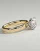Kylie - Statement Pear Claw Solitaire with Cigar Band and Hidden Halo Engagement Ring - 18k Yellow Gold / 18k White Gold High Setting