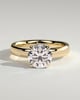 Kylie - Statement Pear Claw Solitaire with Cigar Band and Hidden Halo Engagement Ring - 18k Yellow Gold High Setting