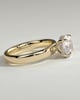 Kylie - Statement Pear Claw Solitaire with Cigar Band and Hidden Halo Engagement Ring - 18k Yellow Gold High Setting