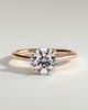 Laura - Round Claw Solitaire with Hidden Halo, Tapered Band and Cathedral High Setting Engagement Ring - 18k Rose Gold