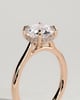 Laura - Round Claw Solitaire with Hidden Halo, Tapered Band and Cathedral High Setting Engagement Ring - 18k Rose Gold