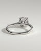 Laura - Round Claw Solitaire with Hidden Halo, Tapered Band and Cathedral High Setting Engagement Ring - 18k White Gold