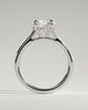Laura - Round Claw Solitaire with Hidden Halo, Tapered Band and Cathedral High Setting Engagement Ring - 18k White Gold