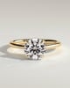 Laura - Round Claw Solitaire with Hidden Halo, Tapered Band and Cathedral High Setting Engagement Ring - 18k Yellow Gold