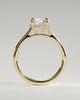 Laura - Round Claw Solitaire with Hidden Halo, Tapered Band and Cathedral High Setting Engagement Ring - 18k Yellow Gold