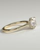 Laura - Round Claw Solitaire with Hidden Halo, Tapered Band and Cathedral High Setting Engagement Ring - 18k Yellow Gold