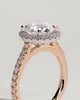 Leah   Cathedral Round Halo with Pav - 18k Rose Gold / 18k White Gold