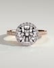 Leah   Cathedral Round Halo with Pav - 18k Rose Gold / 18k White Gold