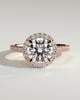 Leah   Cathedral Round Halo with Pav - 18k Rose Gold