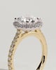 Leah   Cathedral Round Halo with Pav - 18k Yellow Gold / 18k White Gold