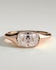 Lennon - Elongated Cushion East West Bezel Solitaire with Signet Band Engagement Ring - 18k Rose Gold