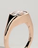 Lennon - Elongated Cushion East West Bezel Solitaire with Signet Band Engagement Ring - 18k Rose Gold